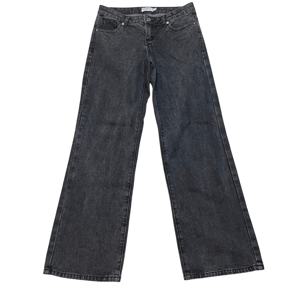 That's‎ So Fetch Jeans Womens 6 Black Acid Wash Wide Leg Baggy Denim High Rise